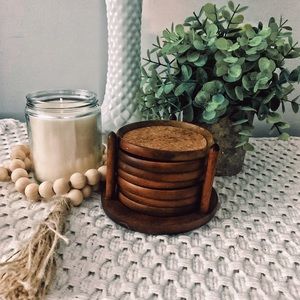 Set of 7 wood coasters